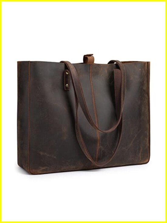 Handbags - Genuine Leather Tote Bag for Women Large Handbag Work Purse w/ Pouch